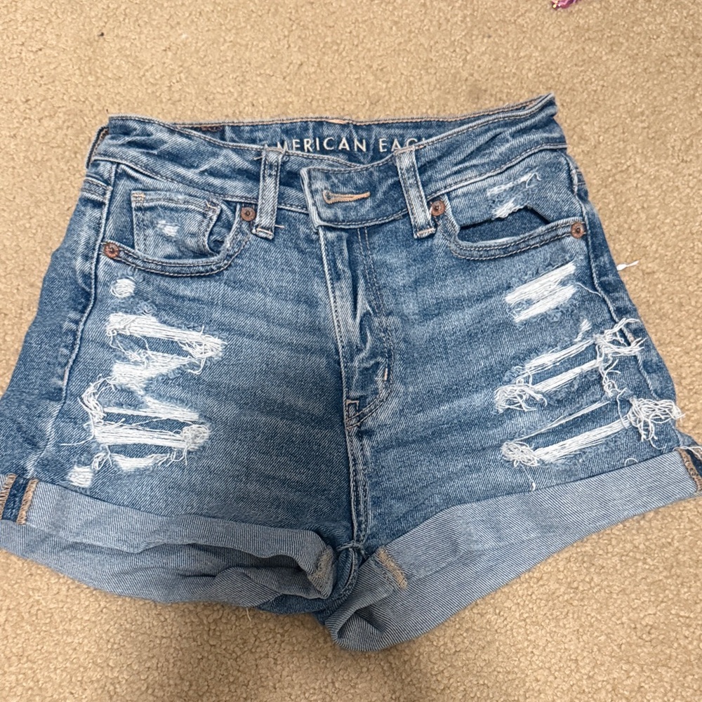 American Eagle Outfitters Distressed Blue Jean Shorts